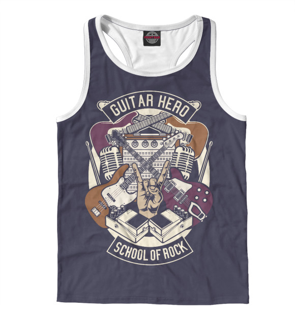 Мужская майка-борцовка с изображением ROCK цвета Белый