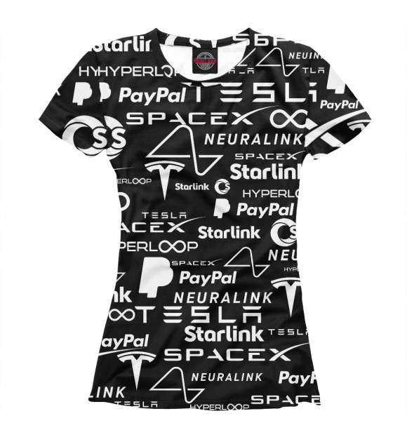 Футболка для девочек с притом Илон Маск цвета Белый Футболка для девочек с изображением Илон Маск цвета Белый