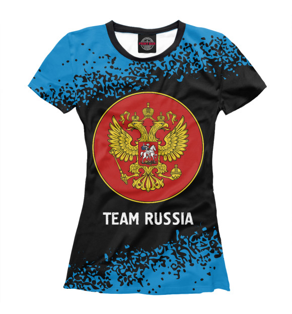 Женская футболка с изображением Russia - Герб | Team Russia | Краска цвета Белый