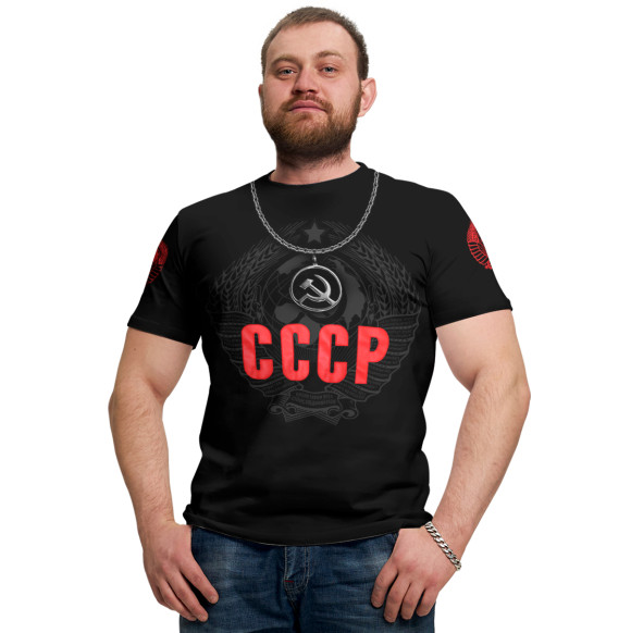Мужская футболка с изображением СССР Кулон цвета Белый