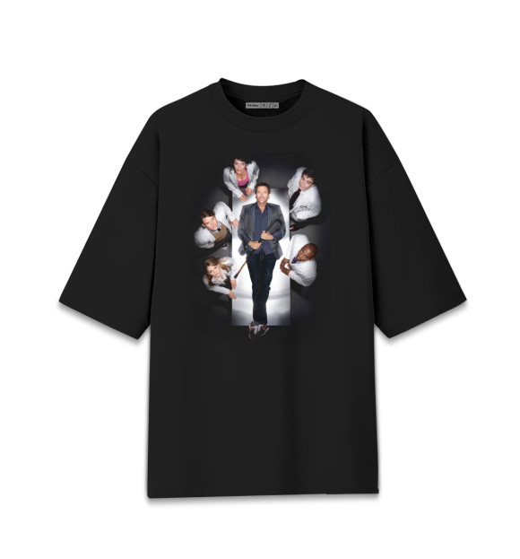 Женская футболка оверсайз с изображением Доктор Хаус цвета Черный