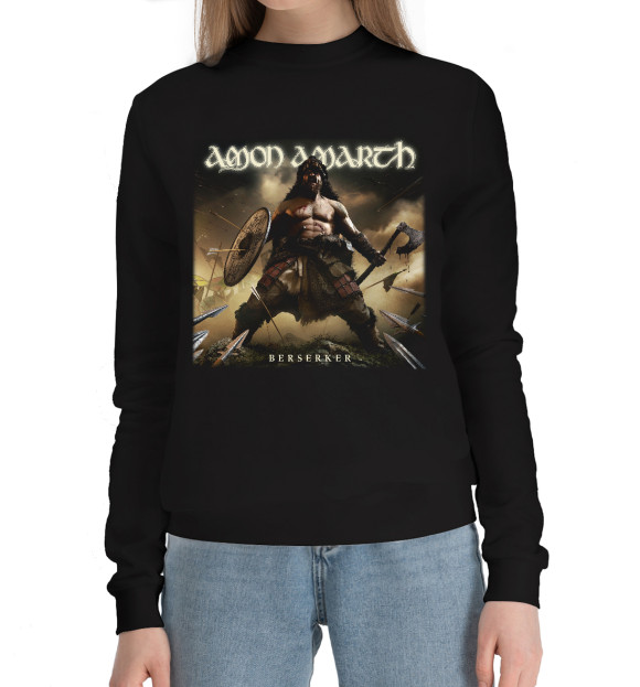 Женский хлопковый свитшот с изображением Amon amarth цвета Черный