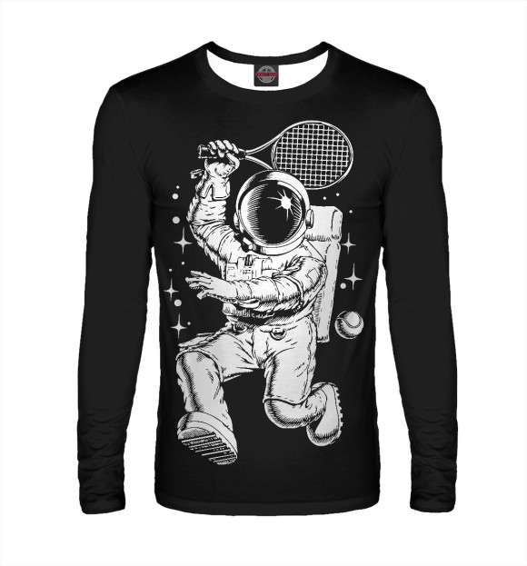 Мужской лонгслив с изображением Space tennis цвета Белый