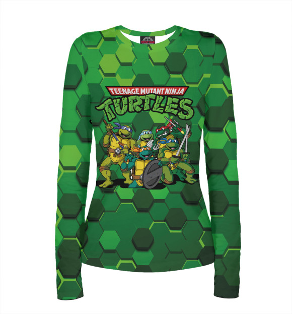 Женский лонгслив с изображением Черепашки-ниндзя цвета Белый