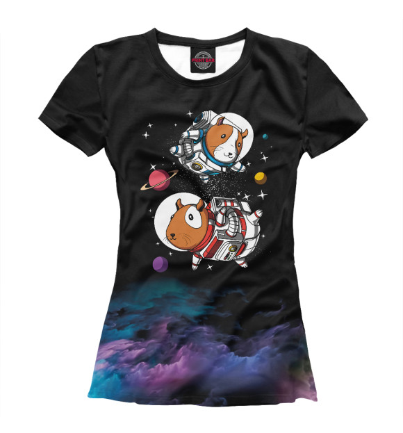 Футболка для девочек с изображением Space Guinea Pigs Astronaut цвета Белый