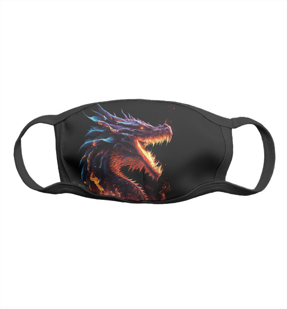 Маска тканевая с изображением Огненный дракон цвета Белый