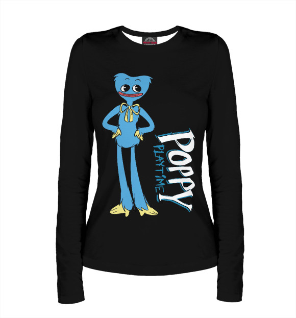 Женский лонгслив с изображением Поппи Плейтайм Хагги Вагги цвета Белый