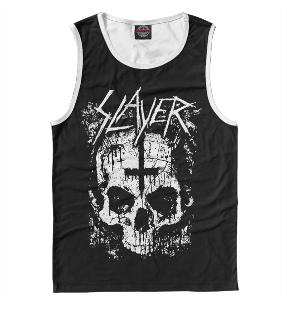 Мужская майка с изображением Slayer (cross) цвета Белый