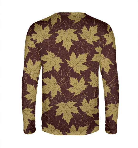 Мужской лонгслив с изображением Осенние листы (коричневый фон) цвета Белый