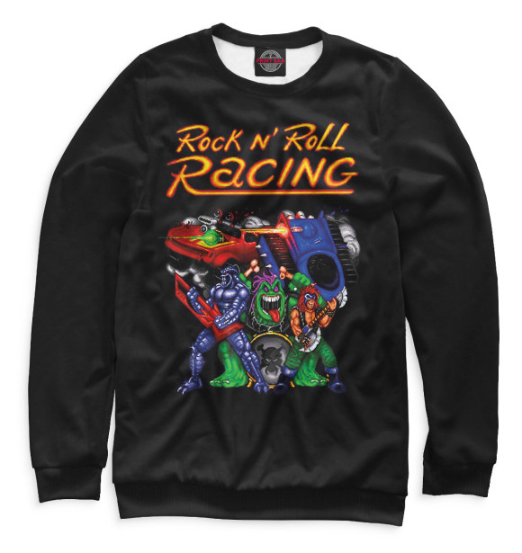 Женский свитшот с изображением Rock n’ Roll Racing цвета Белый