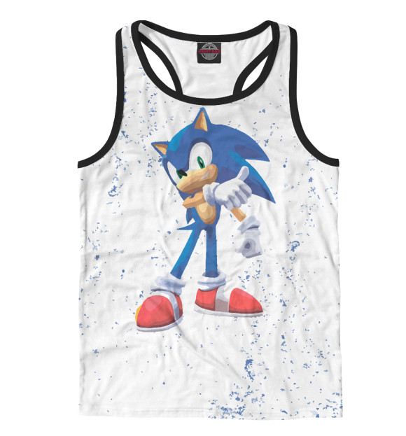 Мужская майка-борцовка с изображением Sonic цвета Белый