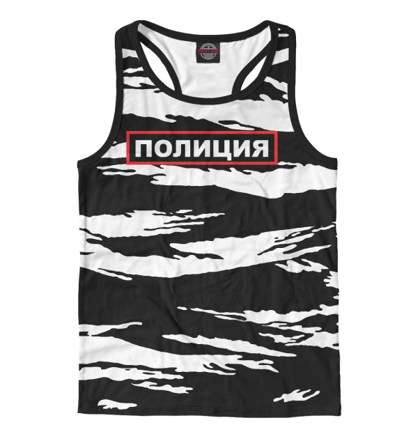 Мужская майка-борцовка с притом Полиция цвета Белый Мужская майка-борцовка с изображением Полиция цвета Белый