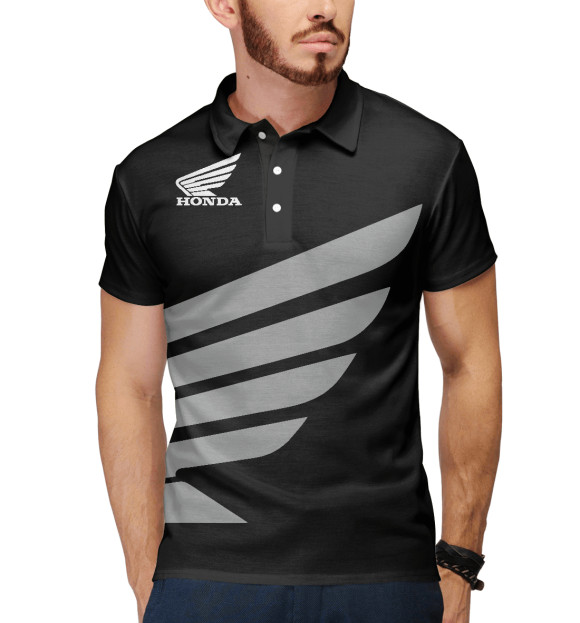 Мужское поло с изображением Honda HRC цвета Белый
