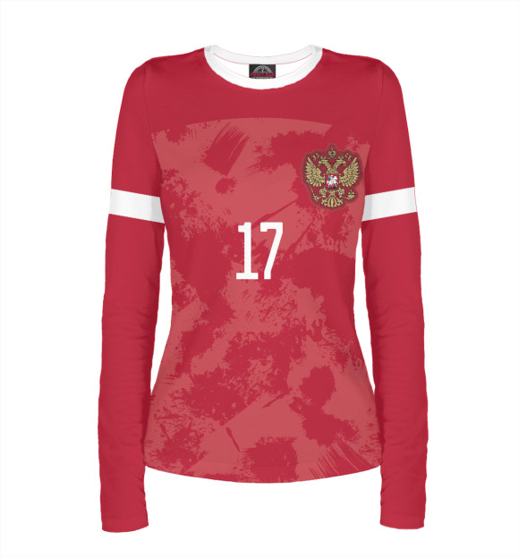 Женский лонгслив с изображением Сборная России Головин цвета Белый