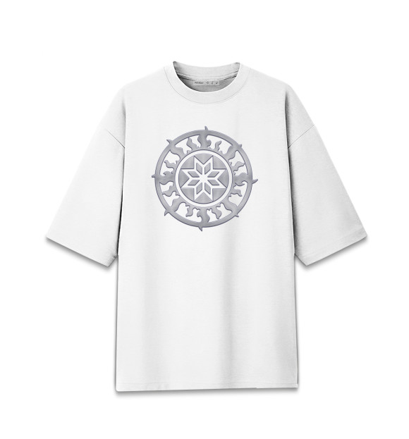 Женская футболка оверсайз с изображением Оберег Алатырь цвета Белый