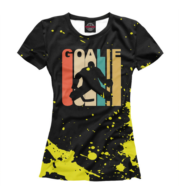 Футболка для девочек с изображением Retro 1970's Hockey Goalie цвета Белый