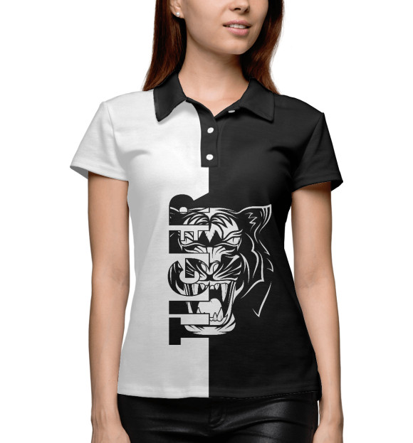 Женское поло с изображением Тигр цвета Белый