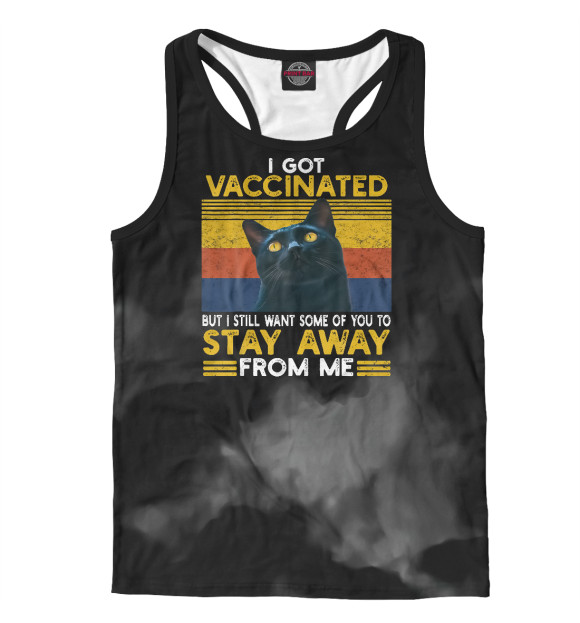 Мужская майка-борцовка с изображением I Got Vaccinated cat цвета Белый