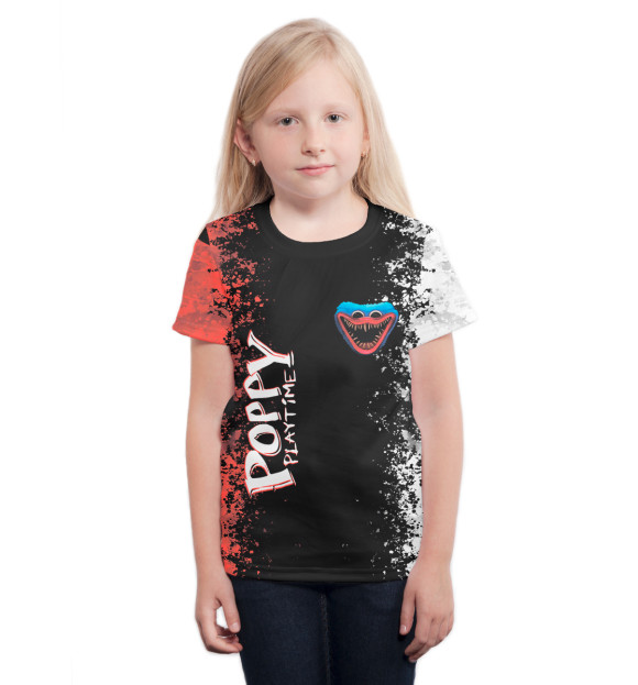 Футболка для девочек с изображением Poppy Playtime цвета Белый