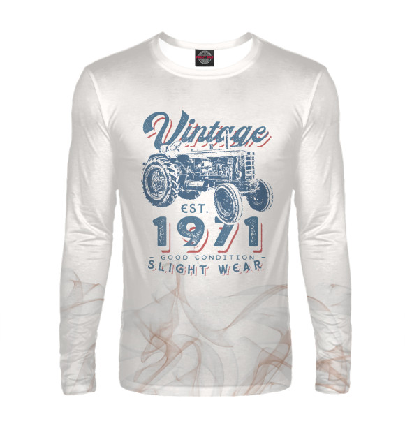 Мужской лонгслив с изображением Vintage 1971 цвета Белый