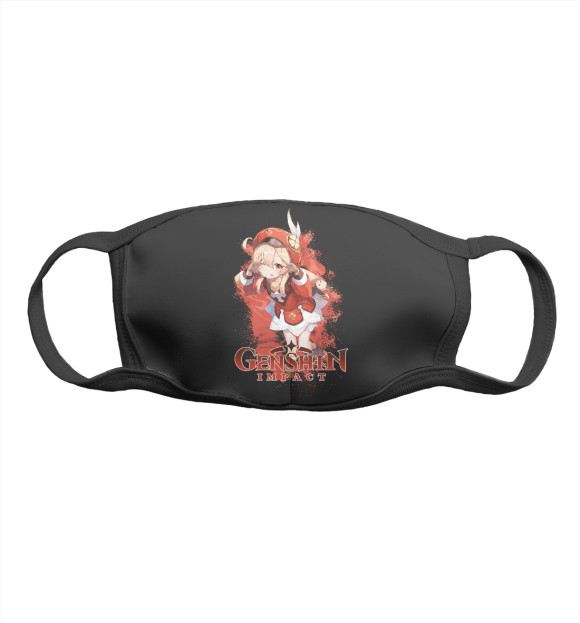Маска тканевая с притом Кли  Genshin цвета Белый Маска тканевая с изображением Кли  Genshin цвета Белый