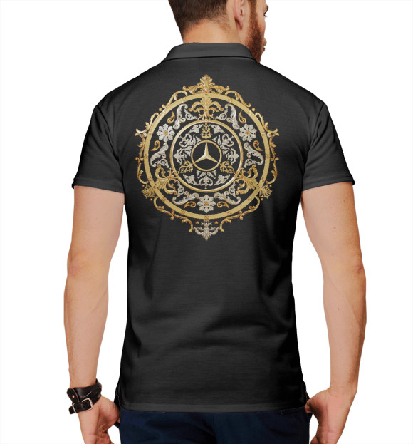 Мужское поло с притом Мерс в золоте цвета Белый Мужское поло с изображением Мерс в золоте цвета Белый