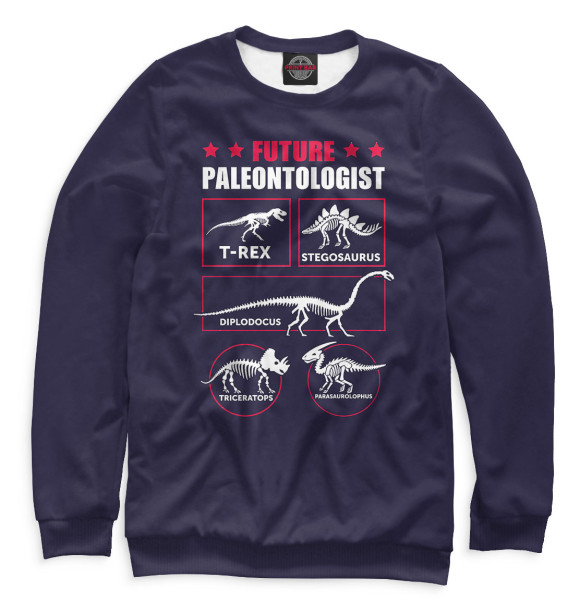 Свитшот для девочек с изображением Future paleontologist цвета Белый