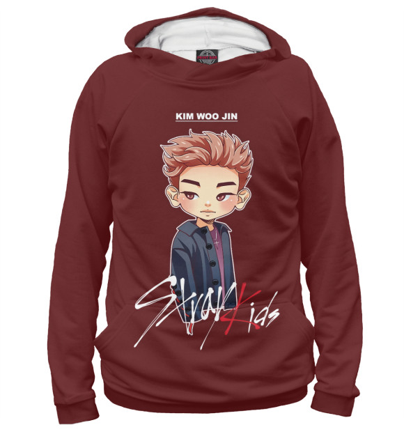 Женское худи с изображением Stray Kids Kim Woo Jin цвета Белый