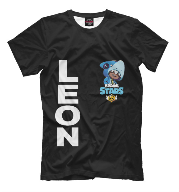 Мужская футболка с изображением Brawl Stars LEON SHARK цвета Белый