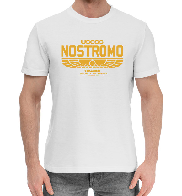 Мужская хлопковая футболка с изображением Nostromo цвета Белый