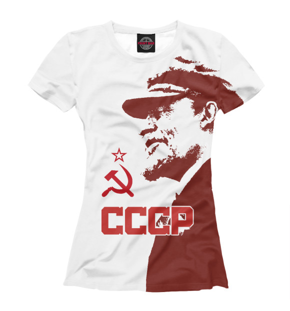 Женская футболка с изображением СССР Владимир Ильич Ленин на белом фоне цвета Белый