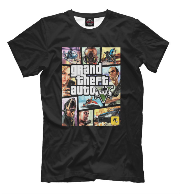 Мужская футболка с изображением GTA Online / ГТА 5 цвета Белый