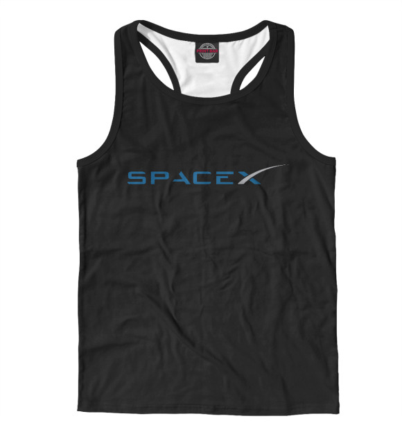 Мужская майка-борцовка с изображением SpaceX цвета Белый