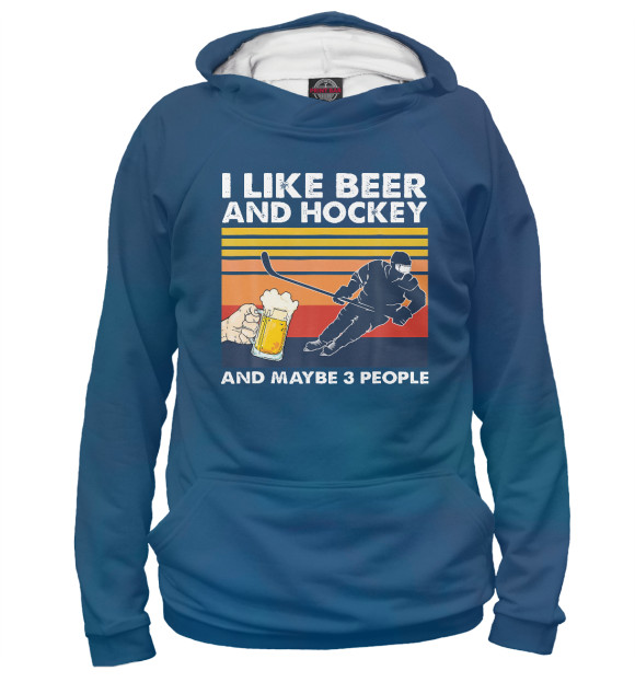 Худи для девочки с изображением I Like Beer And Hockey цвета Белый