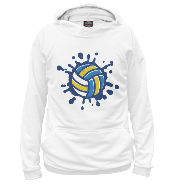 Женское худи с изображением Volleyball Splash цвета Белый