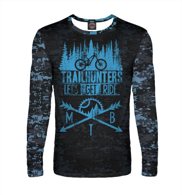 Мужской лонгслив с изображением Trailhunters цвета Белый