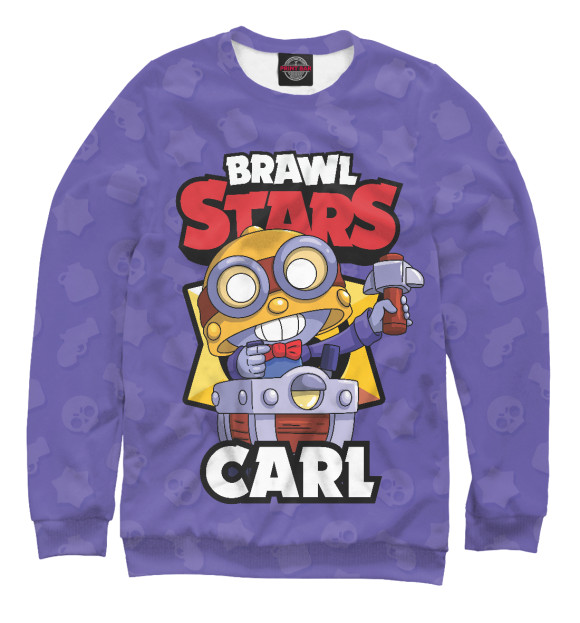 Свитшот для девочек с изображением Brawl stars Carl цвета Белый