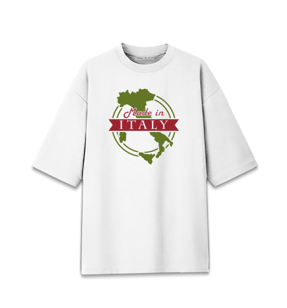 Мужская футболка оверсайз с притом Made In Italy цвета Белый Мужская футболка оверсайз с изображением Made In Italy цвета Белый