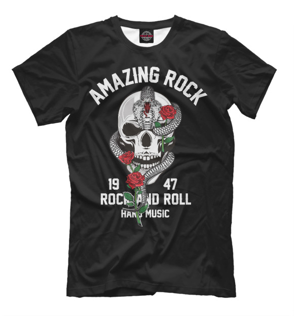 Мужская футболка с изображением Rock цвета Белый