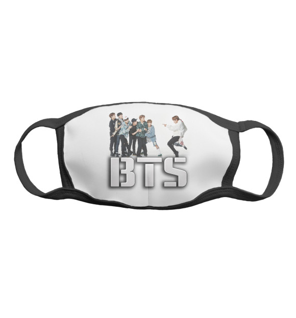 Маска тканевая с изображением BTS цвета Белый