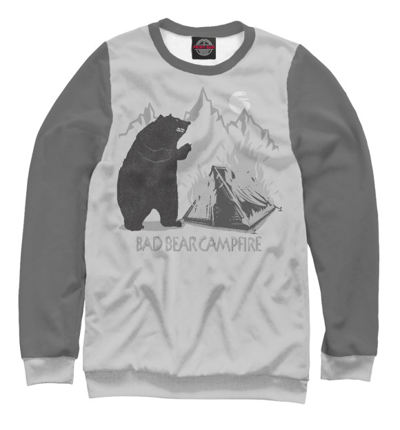 Мужской свитшот с изображением Bad bear camping цвета Белый