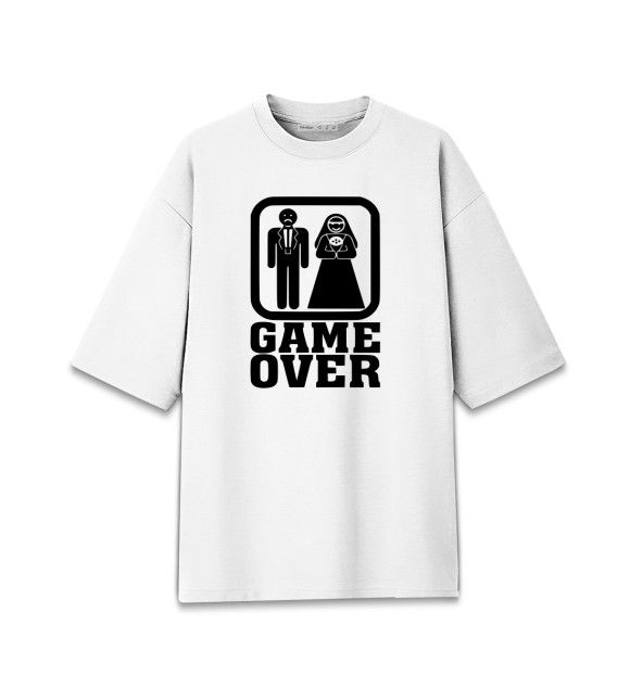 Мужская футболка оверсайз с изображением GAME OVER цвета Белый