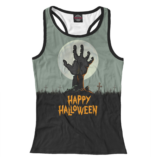 Женская майка-борцовка с изображением Halloween цвета Белый