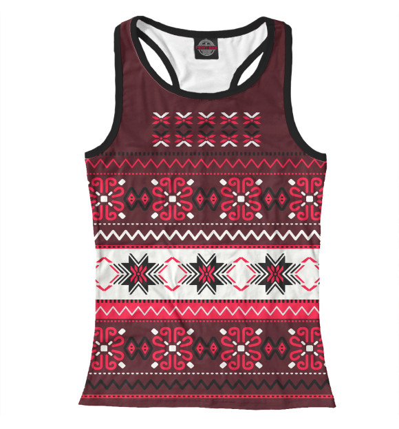 Женская майка-борцовка с изображением Снежинки бордо цвета Белый