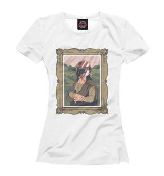 Женская футболка Мона Лиза мотоциклист