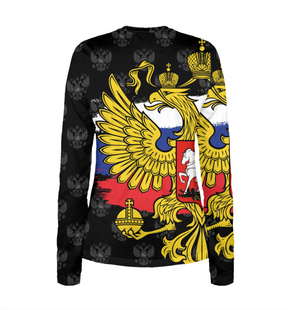 Женский лонгслив с изображением Анатолий (герб России) цвета Белый