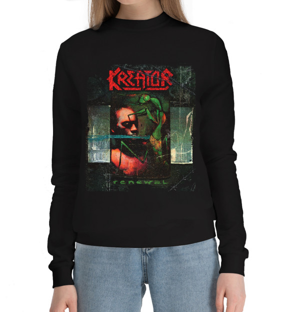 Женский хлопковый свитшот с изображением Kreator цвета Черный