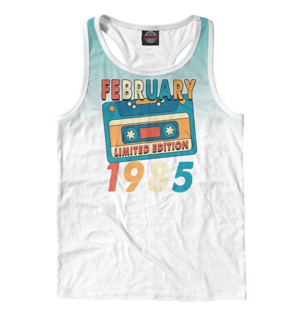Мужская майка-борцовка с изображением February 1985 цвета Белый