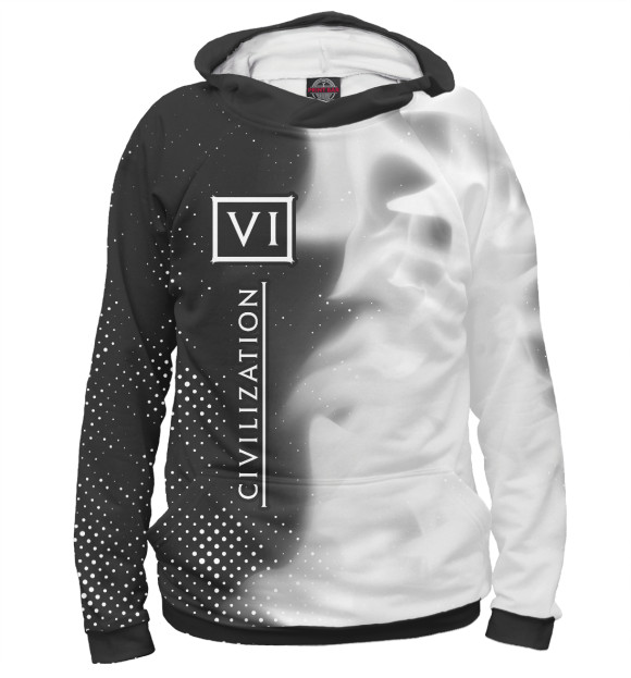 Женское худи с изображением Цивилизация 6 | Огонь (Вертикально) цвета Белый