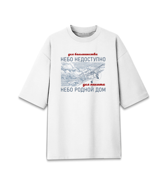 Мужская футболка оверсайз с изображением Небо дом пилота цвета Белый